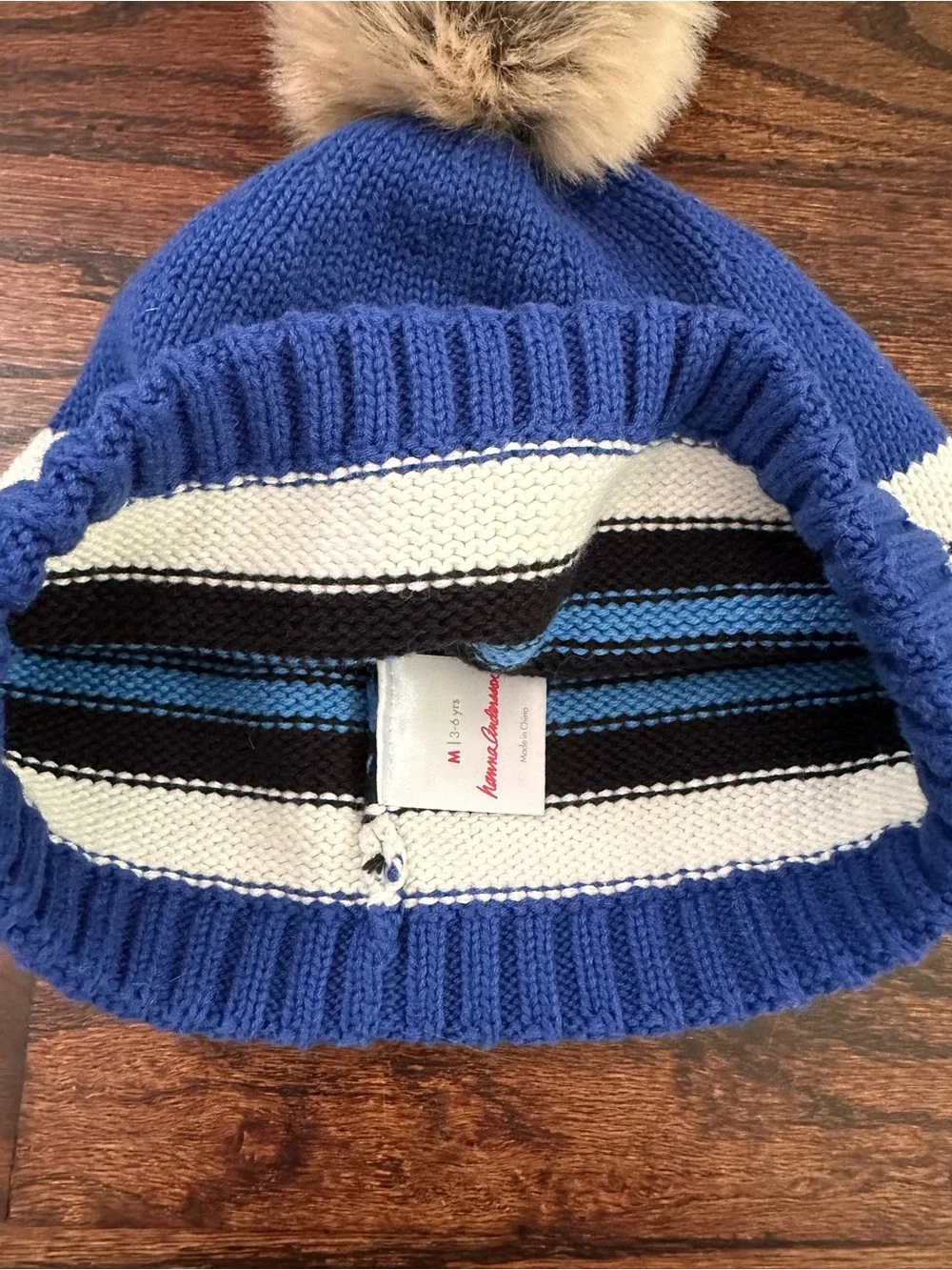 Hanna Andersson striped winter hat, size M/3-6Yr